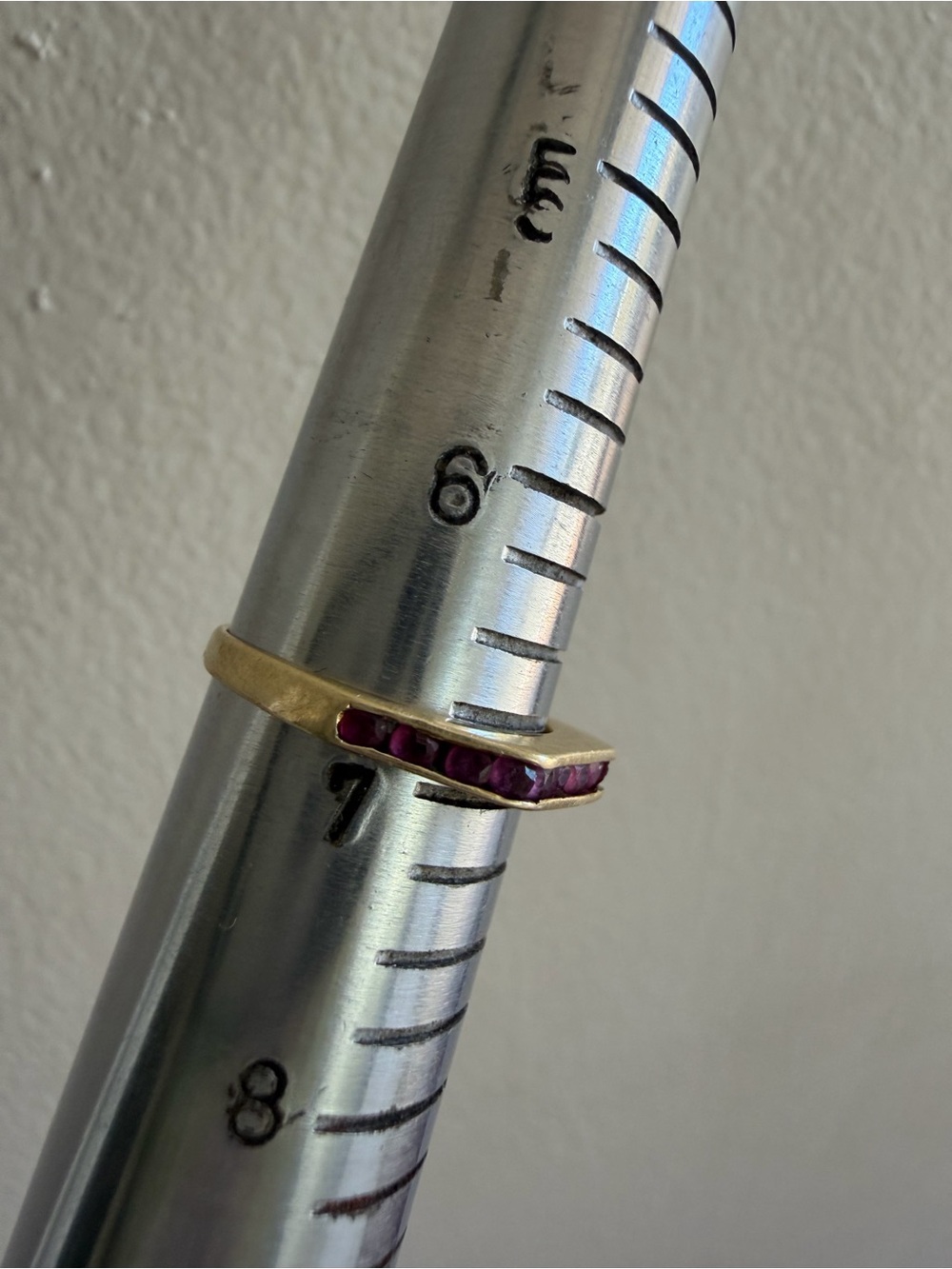 10k Gold Band Ring with rubies